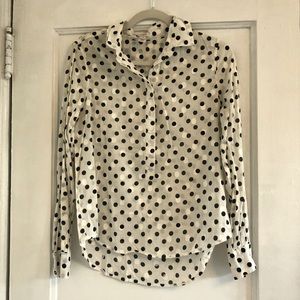 J. Crew Black and White Polka Dot Button Down